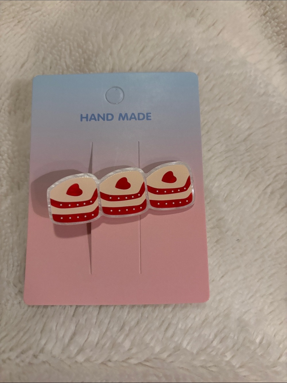 ♥️🍰Cute red cake slice Hair Clips